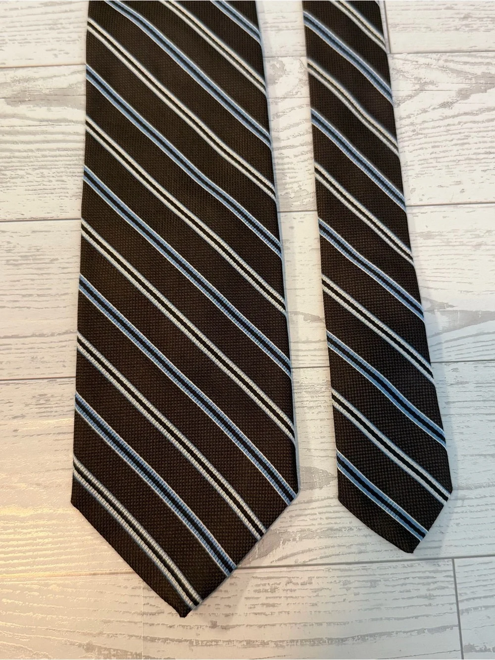 Brooks Brothers, Striped, Silk, Repp, Brown and Blue Necktie